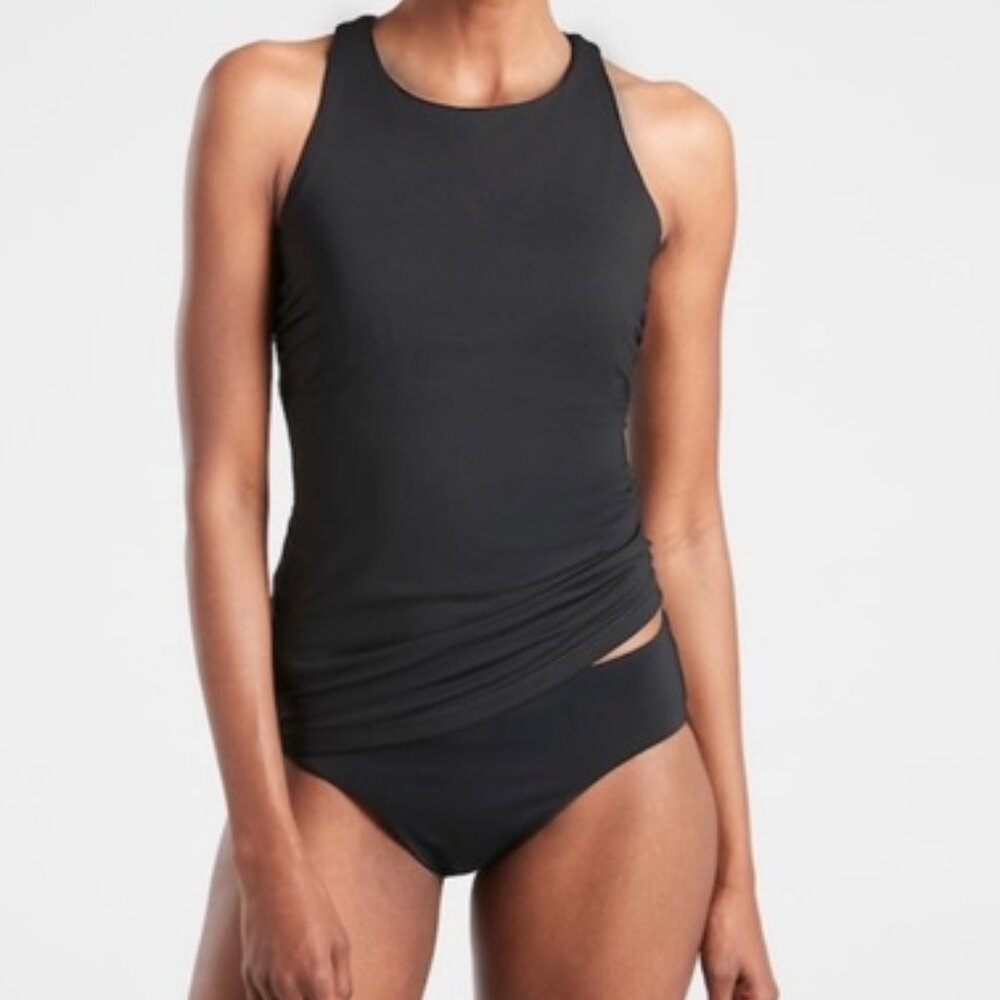 ATHLETA MALDIVES BRA CUP TANKINI BLACK SWIM WATER SPORTS TANK 34 D/ DD NWT
